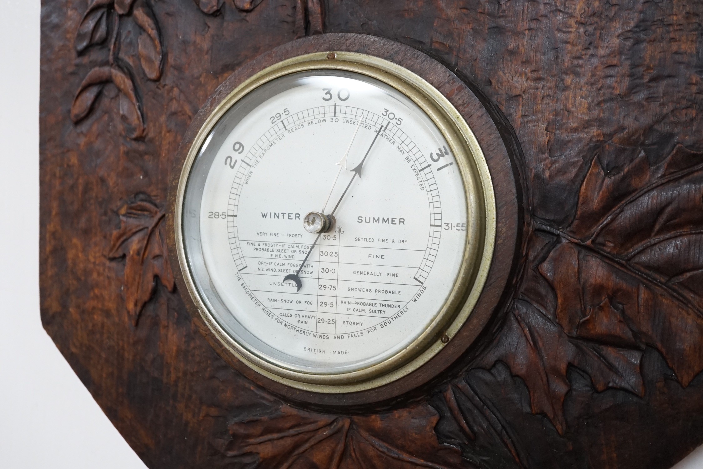 A French carved wood aneroid barometer, 60 x 36cm